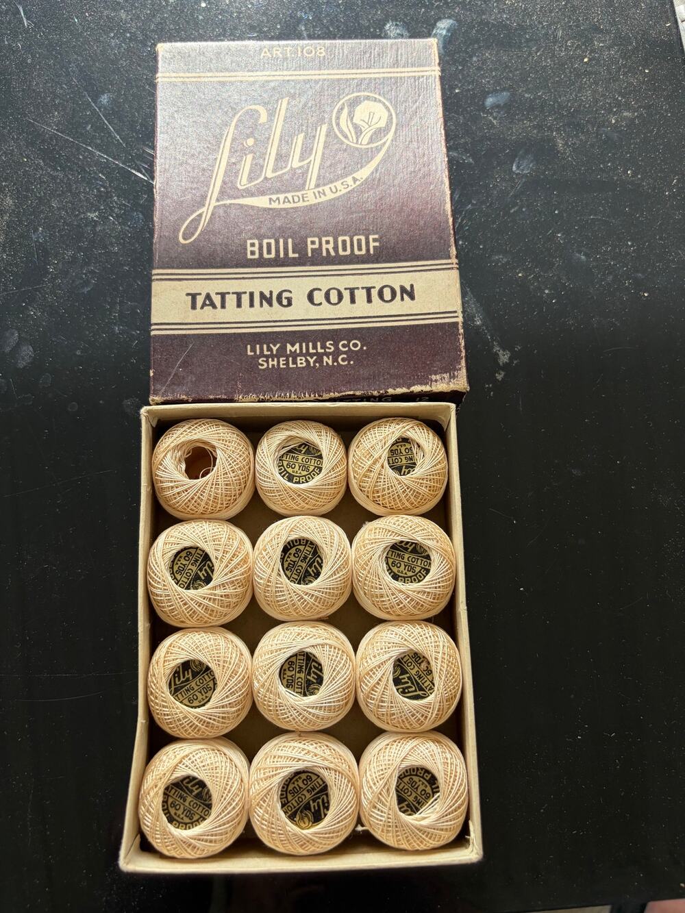 Lily Tatting cotton- 12-60 yards rolls- white- NIB